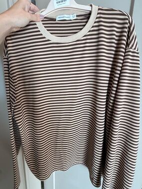 Bronze + Spring Brown Stripe Long Sleeve Tee